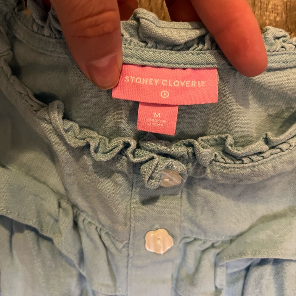 Stoney Clover Lane x Target Aqua Ruffle Tiered Linen Blend Dress - Picture 4 of 6